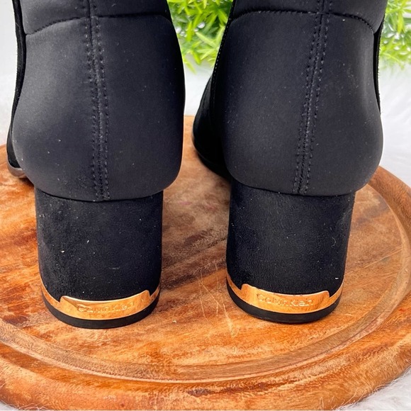NIB Calvin Klein Womens Freeda Tall Suede Neoprene stretch Boots, BLACK … - Picture 12 of 16